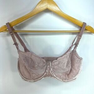 Victorias Secret Dream Angels Push Up Without Padding Pink Velvet Lace Bra 32DDD